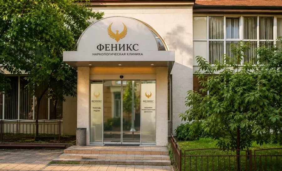 Вход в наркологическую клинику «Феникс» в Поронайске
